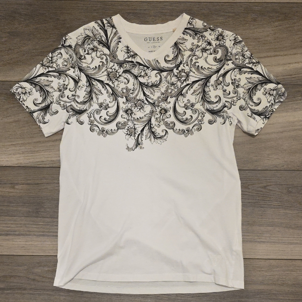 GUESS White and Black Men's Shirt